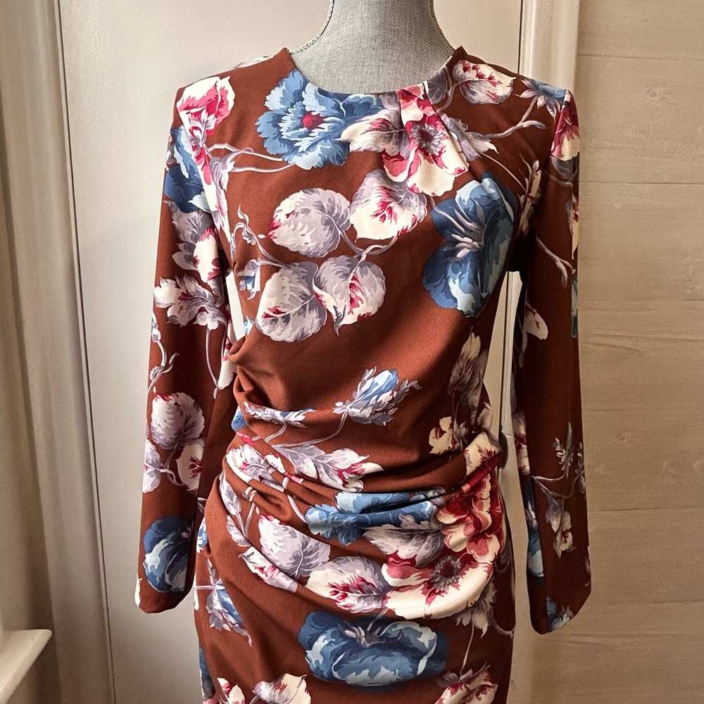 Nwt Rina Scimento Botanical Dress Brown
